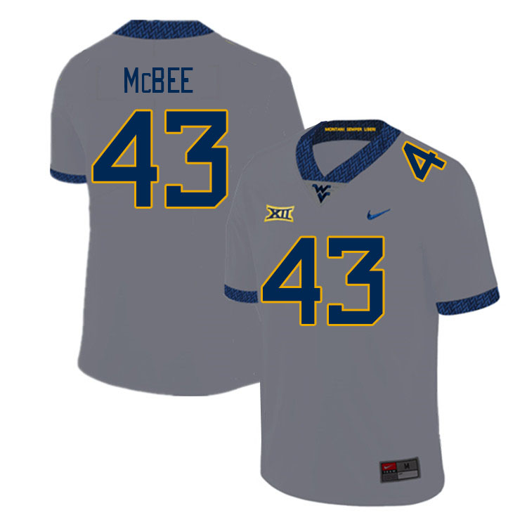 Men #43 Collin McBee West Virginia Mountaineers College Football Jerseys Stitched Sale-Gray